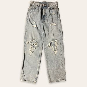 Distressed mom jeans